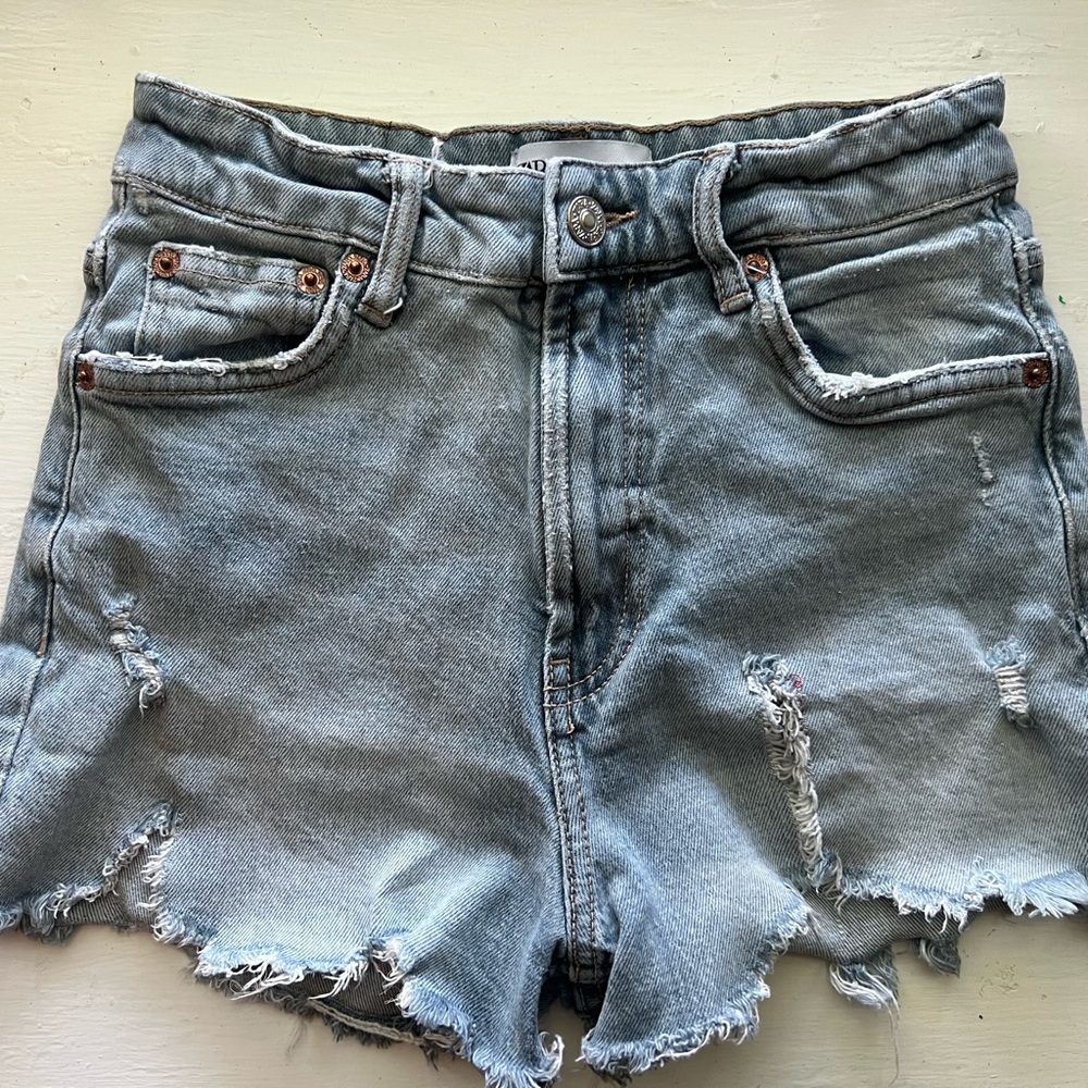 Zara Distressed Denim Shorts